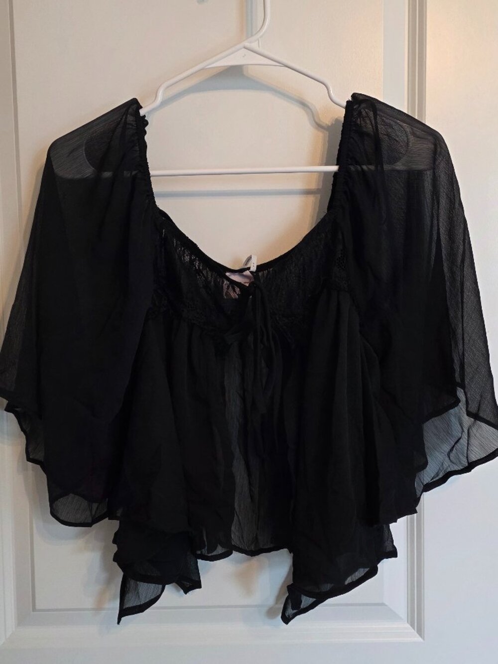 Out From Under Black Chiffon and Lace Top - Size Medium